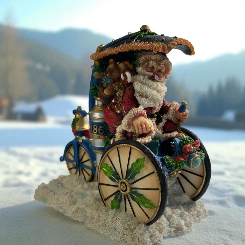 VNTG Limited Edition 1998 Roman Inc Santa Figurine Copeland Steam Tricycle 1886
